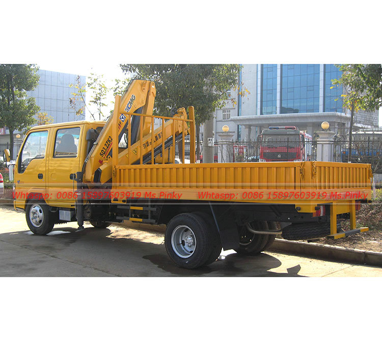 Small ISUZU 100P Cargo Truck with 3.2 Ton Hydraulic Fold Boom Crane For Sales