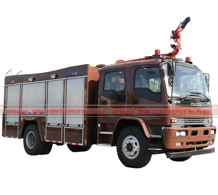 ISUZU FTR Fire Rescue Car With Electirc Remote Control Foam Monitor Factory Sales