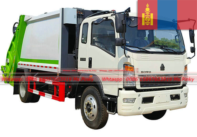 160HP HOWO 10CBM Compactor Garbage Truck Export Mongolia