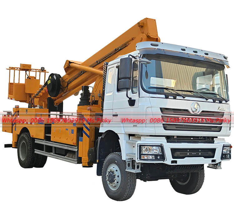 All Wheel Drive 4WD Shacman High Altitude Operation Truck 26meter -32meter Telescopic Boom