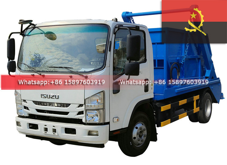 5000Liters Skip Bin Truck With 5 Bins ISUZU KV100 Garbage Truck Export to Angola