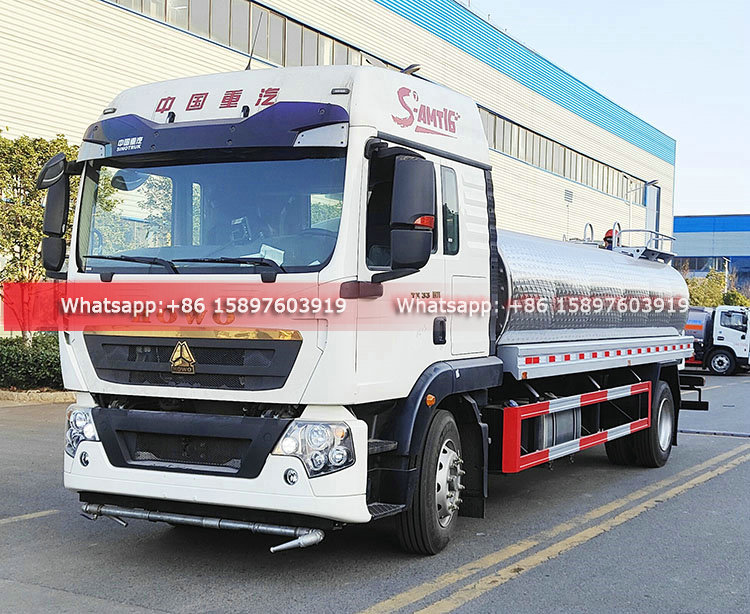330HP HOWO Automatic Transmission Water Spraying Truck 15Tons SS304 Stainless Steel Water Tanker Expor to Uzbekistan